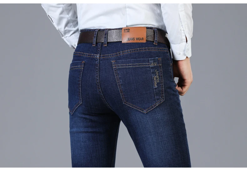 Мужские брендовые Стрейчевые джинсы, новые деловые повседневные облегающие джинсовые штаны, черные, синие брюки, джинсы для мужчин размера плюс 38, 40, 42
