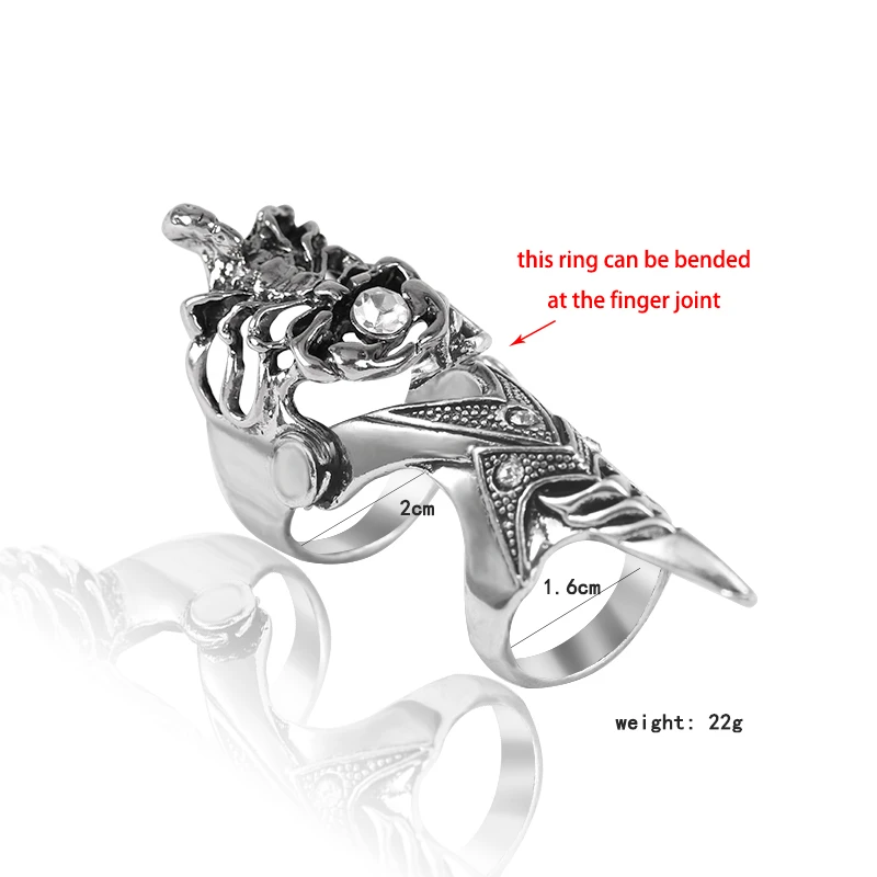 Hot New Domineering Men's Ring Punk Style Animal Scorpion Ring Alloy Inlaid Rhinestone Gothic Exaggerated Fashion Jewelry Gift