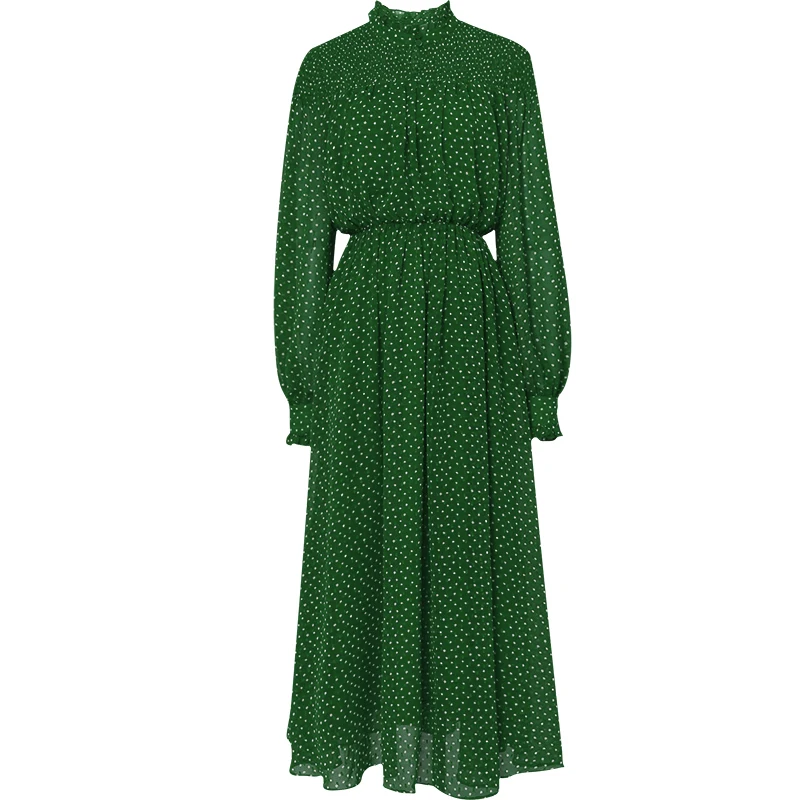 

2020 Spring Chiffon Dress High End Runway Customized Dress Women Elegant Lantern Sleeved Long Dresses