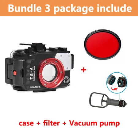 B case filter pump SeaFrogs TG6 60 m/195ft подводный дайвинг водонепроницаемый корпус чехол для камеры для Olympus TG-6 Водонепроницаемая Камера Сумки w мокрый купол порт - Цвет: B case filter pump