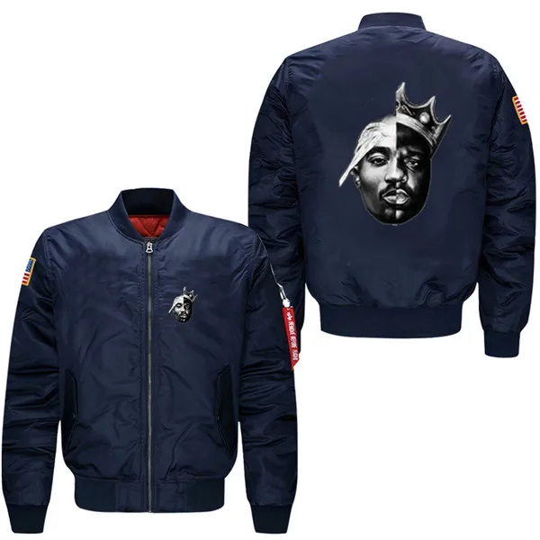 New Notorious Big 2PAC Eazy Tupac Spring Autumn Men's Leisure Jacket Collar Code Air Force Pilots Jacket - Цвет: lan