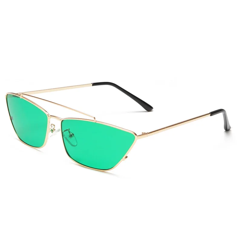 47297 кошачий глаз металлическая оправа солнцезащитные очки для мужчин и женщин модные UV400 очки - Цвет линз: green