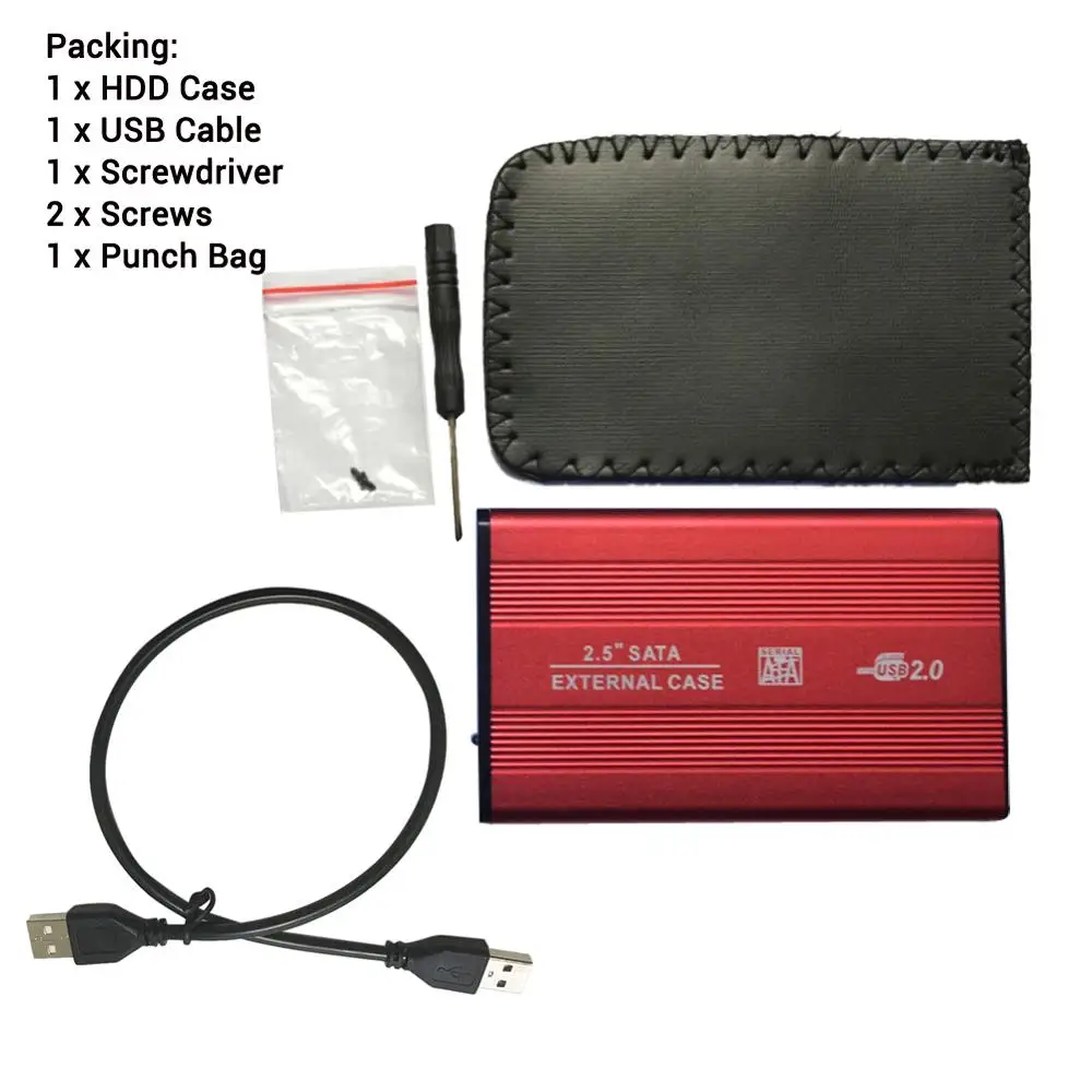 2,5 дюймов USB 2,0 SATA HDD чехол SSD коробка внешняя Мобильная коробка для жесткого диска 2,5 ''usb sata Корпус чехол корпус из алюминиевого сплава - Цвет: Red