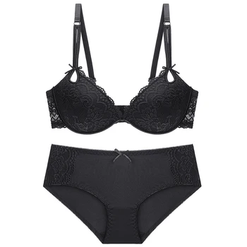 

Lace Plus Size Bras Briefs Set Sexy Bra For Women Lingerie Set Push Up Brassiere B C Cup Underwire Bralette Winter Underwear