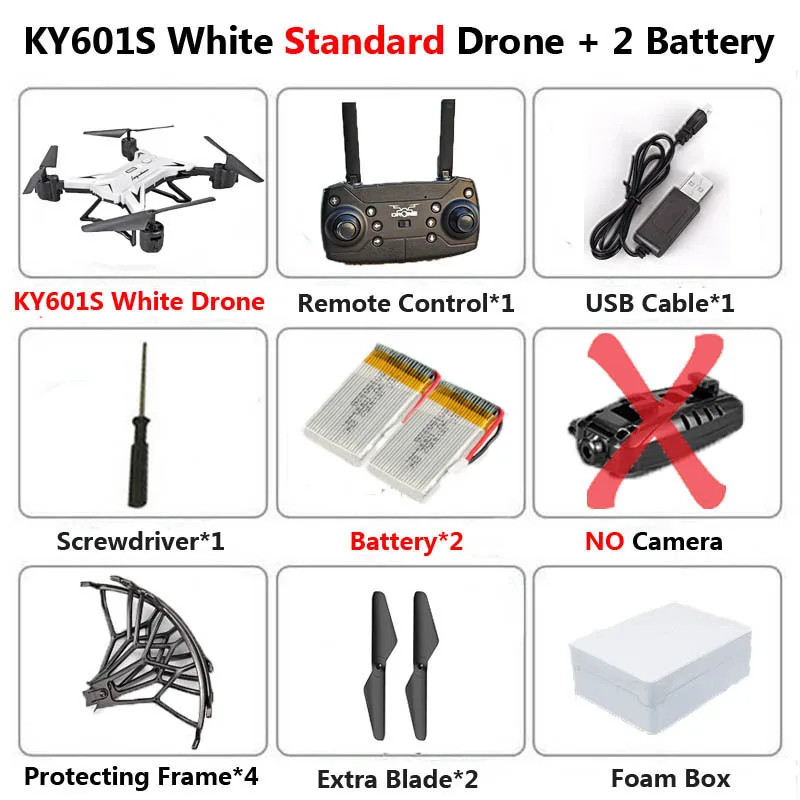 Профессиональный складной Дрон KY601S с камерой 5MP HD Wi-Fi FPV широкий угол удержания высоты RC Квадрокоптер Вертолет игрушка E58 SG106 - Цвет: W no camera 2B Foam