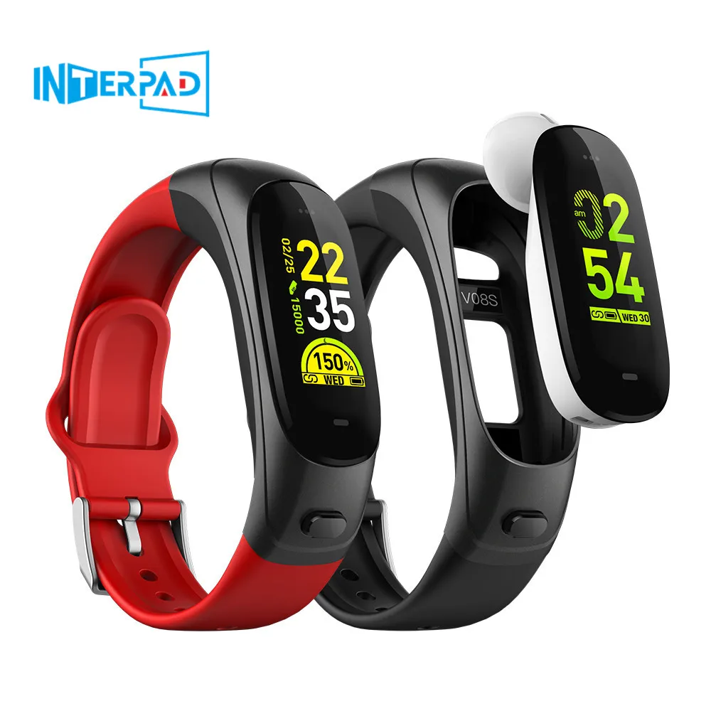 

2019 Interpad V08s Men Women Smart Bracelet Blood Pressure Waterproof Message Reminder Heart Rate Tracker Week For Android ios