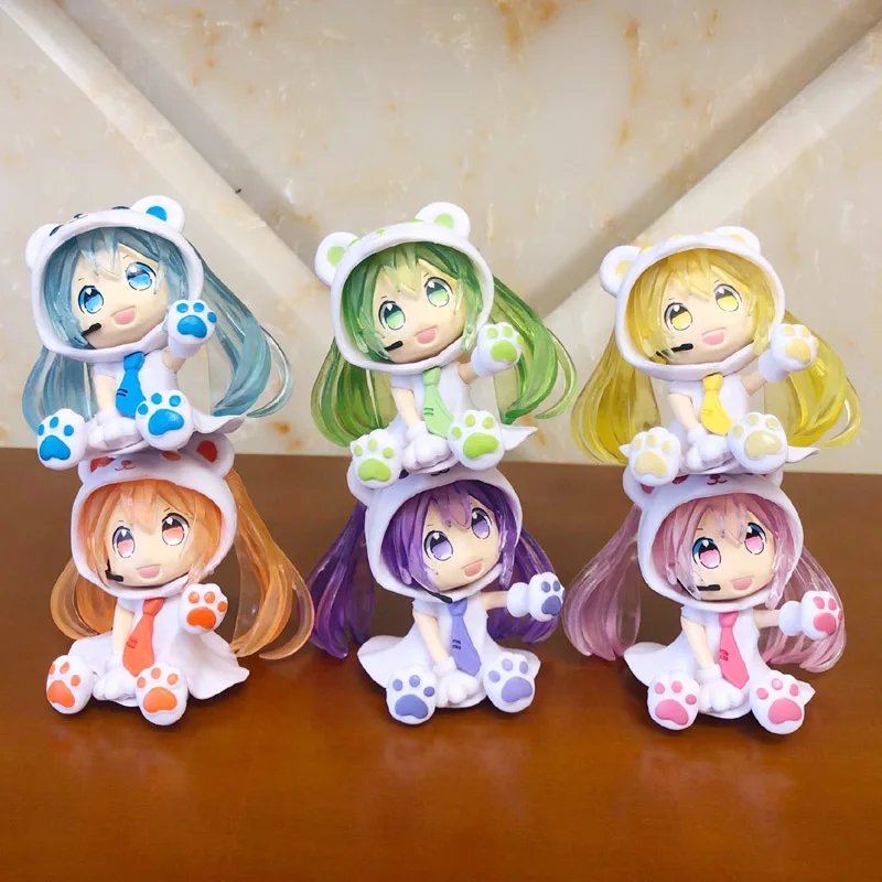 

6 Style Lovely Mini Bear Snow Hatsune Miku Figure Anime Model Toy Anniversary Present Girls Collections
