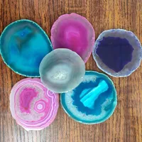 1pcs 70-90g Red Blue Purple Crystal AGATE SLAB Geode Amethyst Crystal Mineral Coaster Electroplated Edging Geode Agate slice 2