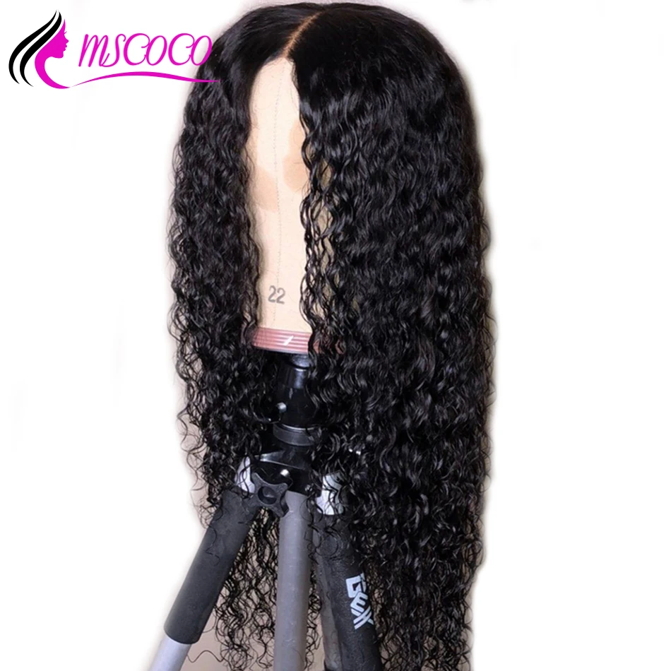 

Mscoco Brazilian Deep Wave Wig 4x4 Lace Closure Wig Pre Plucked With Baby Hair Brazilian Curly Human Hair Wigs Remy Closure Wig