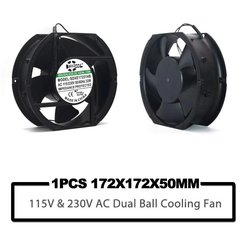 

EC fan 1751 115V 230V AC 172mm x 150mm x 51mm 4000rpm 272CFM DIY Cooling Ventilation Exhaust Projects cabinets cooling fan