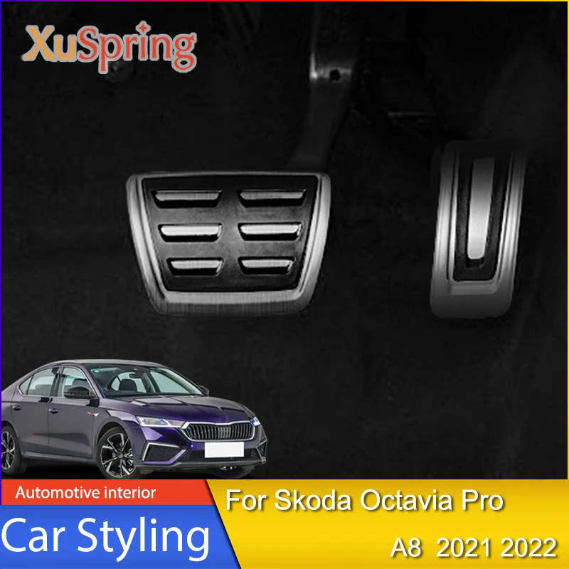 Car Accelerator Gas Footrest Pedals Plate Clutch Throttle Brake Treadle Accessory Styling for Skoda Octavia Pro A8