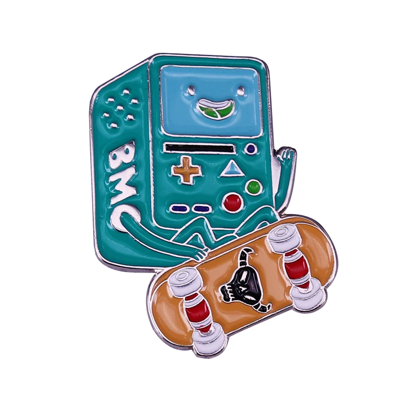 Gameboy Skating Enamel Pin Skateboard Brooch Green game cute gamers gift | Украшения и аксессуары