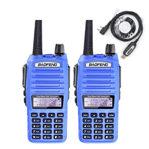 2 шт./лот BaoFeng UV-82 рация 136-174 МГц и 400-520 МГц двухстороннее радио UV82 FM приемопередатчик - Цвет: Blue-2pcs-USB