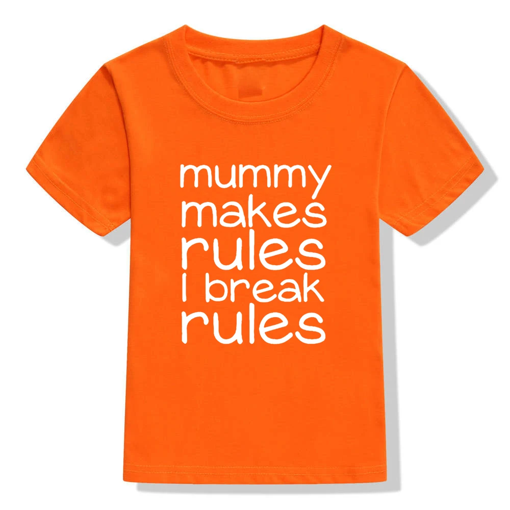 Детская футболка с принтом «Mummy Make Rules I Break Rules» Детская футболка для мальчиков и девочек, одежда для малышей Забавные футболки, Прямая поставка
