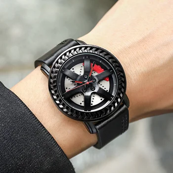 

Casual Sport Watches For Successful Men Creative Watch Cool Chrono Car Wheel Wrist Watch Clock Fashion Chronograph Wristwatch