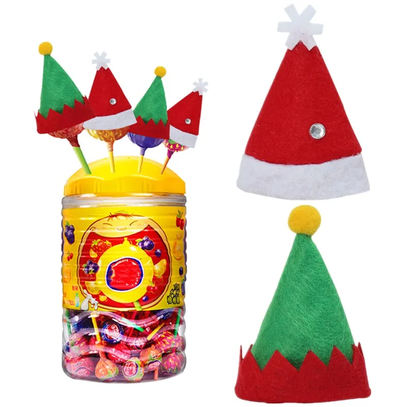 

24pcs Mini Christmas Hat Santa Claus Hat Xmas Lollipop Hat Mini Wedding Gift Christmas Ornament Decor Creative Caps 40%off