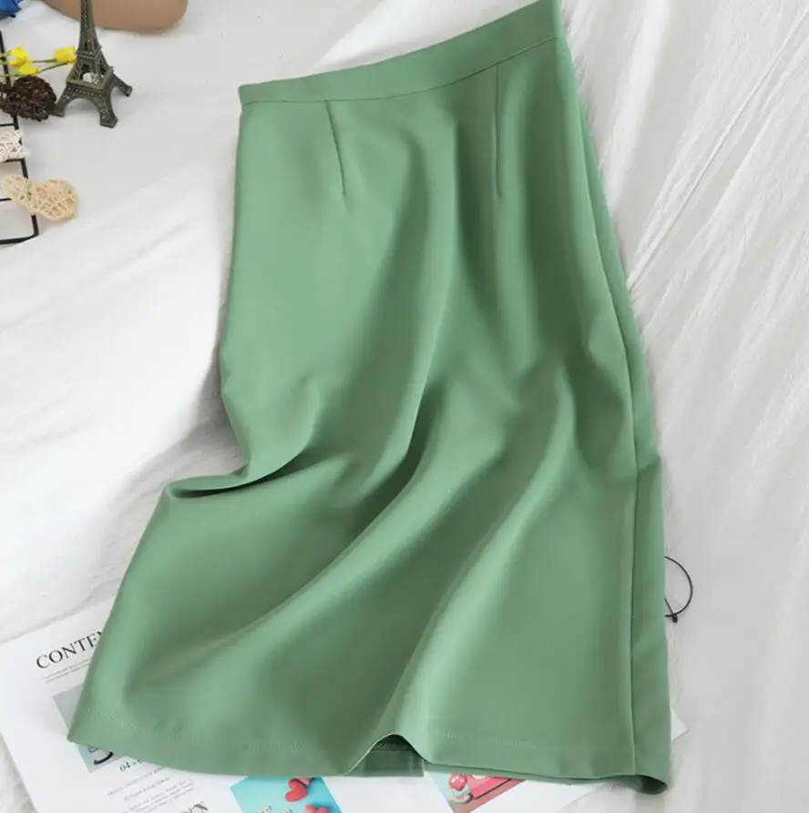 High Waist Bodycon Skirt Womens Black Green Yellow Feminino Formal High Quality Ladies Pencil Skirts q722 black pleated skirt