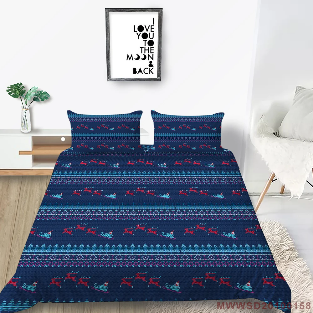 

New Design Bedding Set Santa Claus Creative Duvet Cover Christmas Sleigh King Queen Twin Full Double Comfortable Bed Set