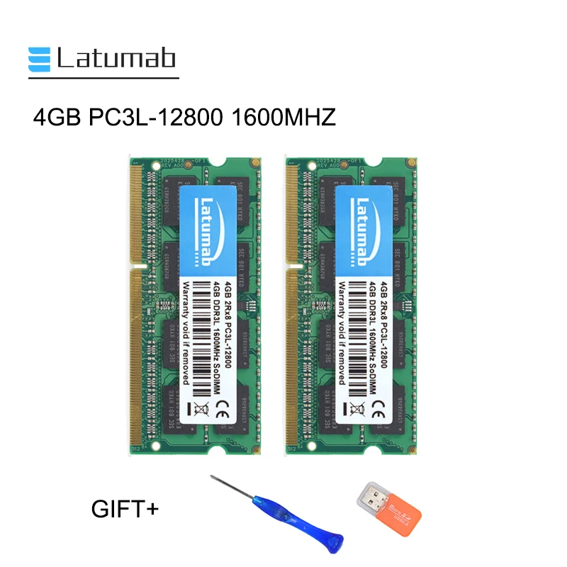

Latumab 4GB 8GB DDR3L1600mhz PC3L 12800 Laptop Memory SoDimm Memory Ram 204 Pins High Quality Notebook Module SODIMM 1.35V RAM