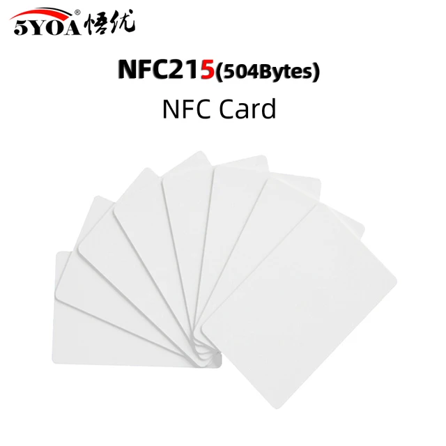 Lot De 50 Cartes NFC Vierges NTAG215 - PVC Blanc 2.5cm - 504 Octets Mémoire - Réinscriptibles