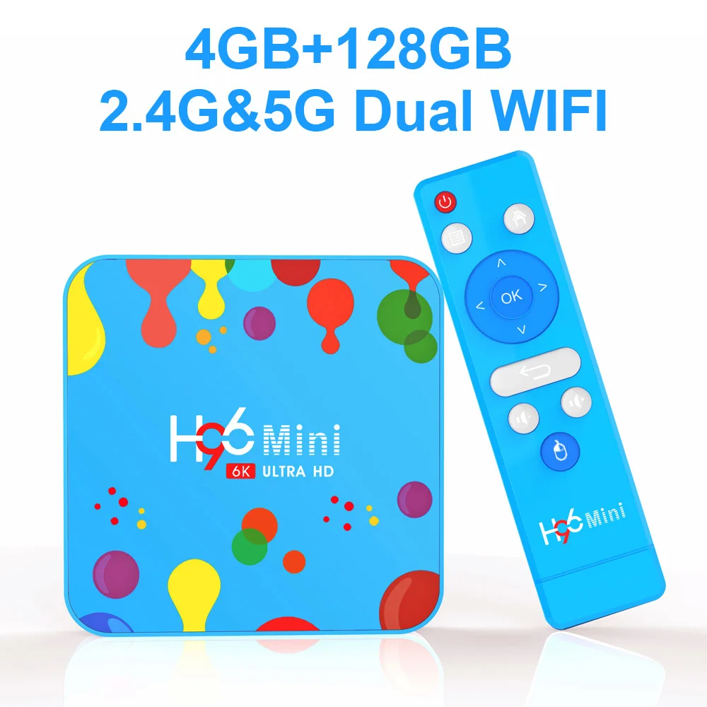 4GB 128GB H96 Мини Android 9,0 Смарт ТВ коробка 6K HDR H.265 VP9 Allwinner H6, 4 Гб оперативной памяти, 32 Гб встроенной памяти/128 GB 2,4G/5G, Wi-Fi, 100M LAN BT4.0 4 к HD медиа плеер - Цвет: 4GB 128GB