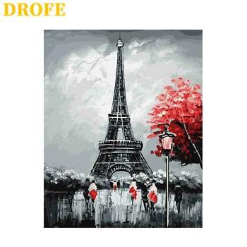 

DROFE Frameless City Landscape DIY Painting By Numbers Paris Art Handpainted Oil Painting For Home Decor 40x50cm Art Unique gift