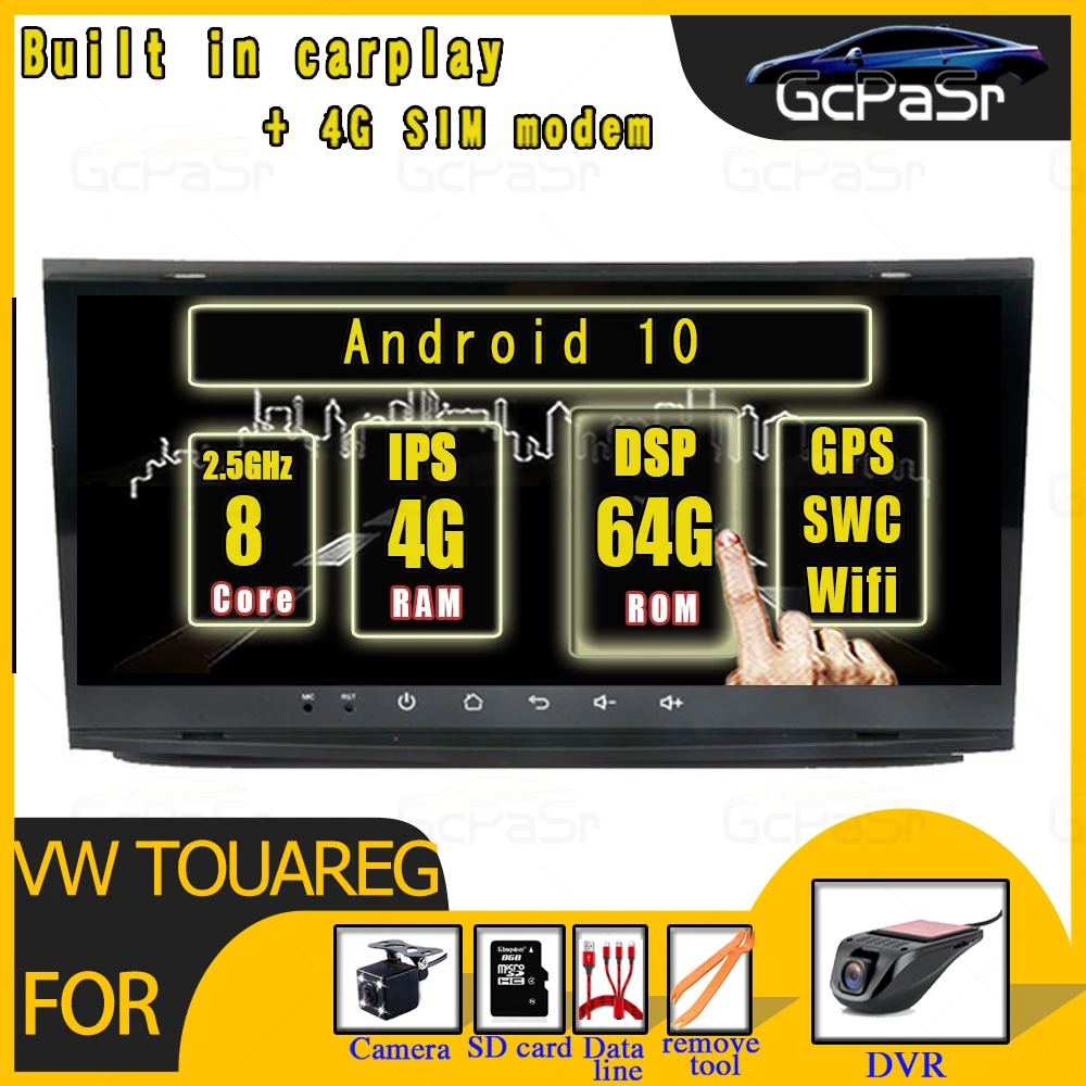 Автомагнитола IPS DSP Android 10 мультимедийный плеер для VW Touareg T5 Multivan Transporter 2005 2006 2007 2008