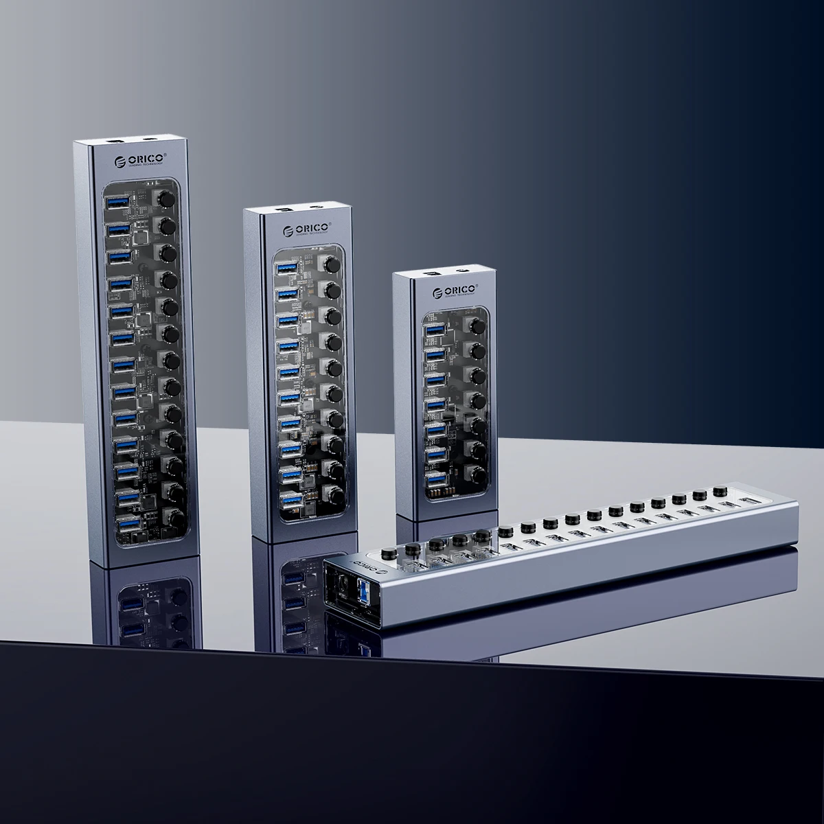 USB com interruptores ligados e desligados, Suporte