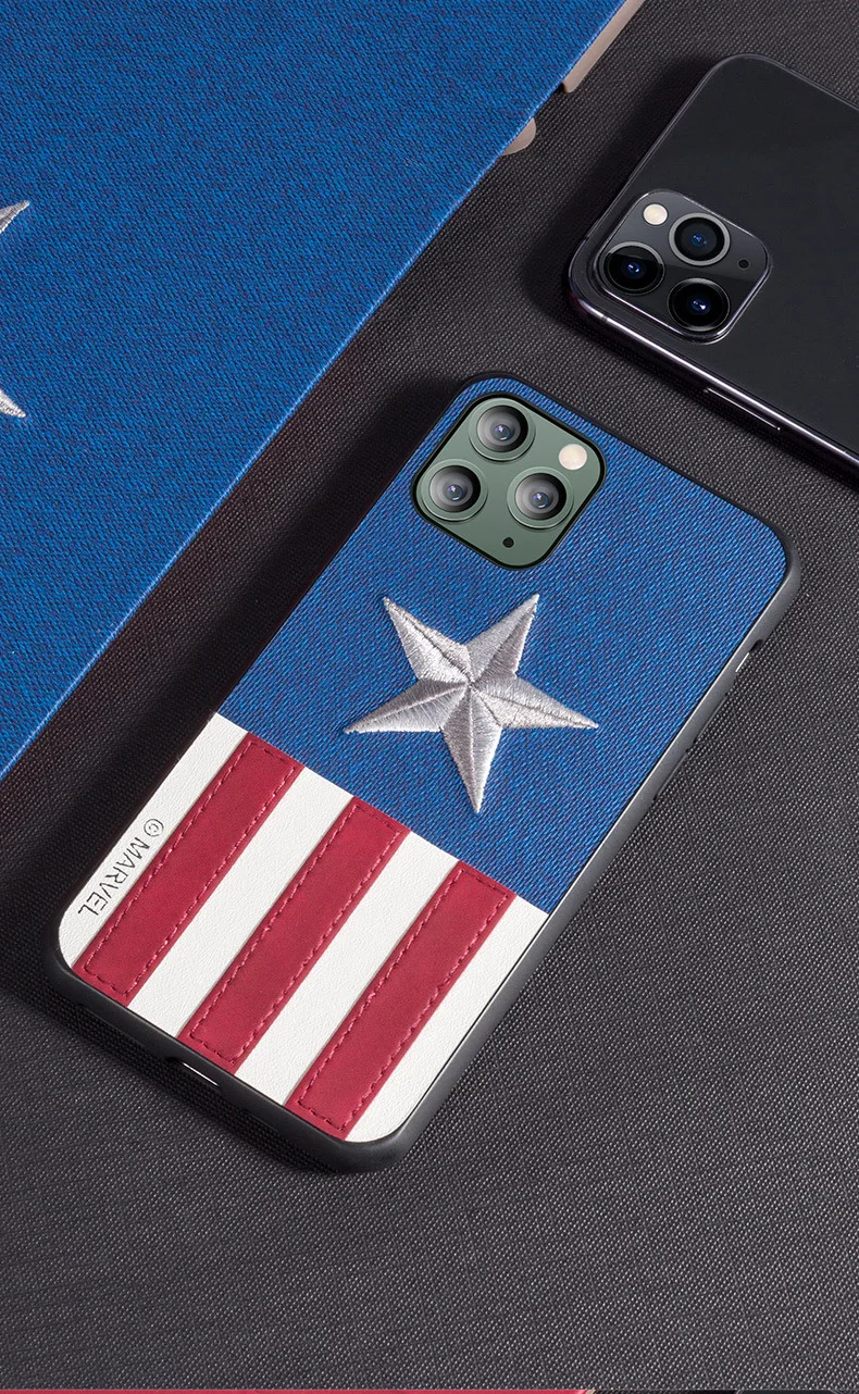 Чехол с принтом Marvel для iPhone 11 Pro Max, Роскошный чехол с вышивкой, Прошитый чехол для Apple iPhone XS XR XS MAX 7/8 Plus