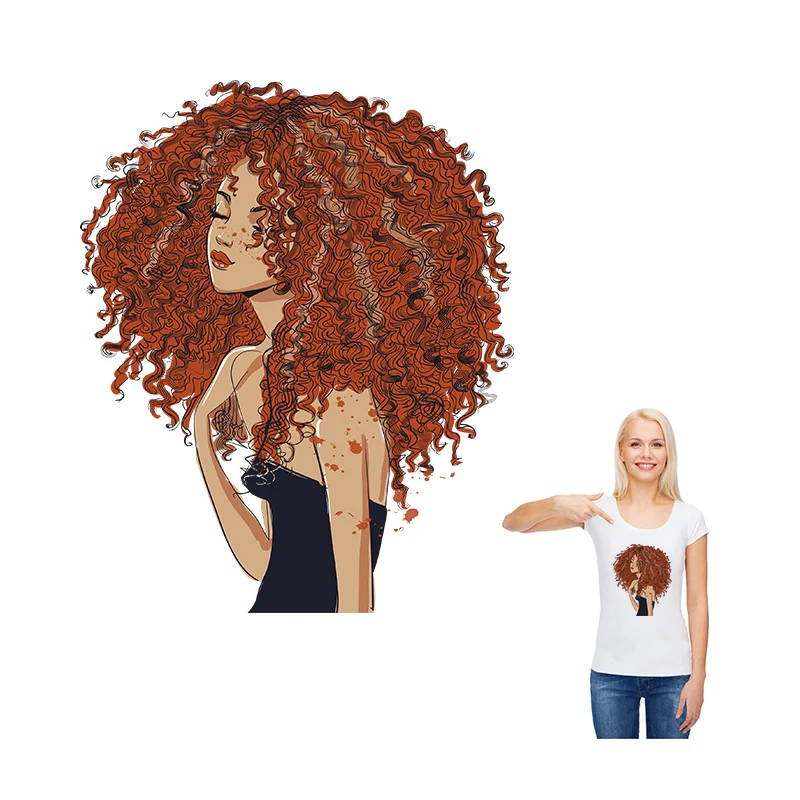 

Beauty Girl Patch Thermo Stickers on Clothes Diy Girls Applique Patches for Cothing Iron on Transfer Tshirt Vinyl Sticker Custom