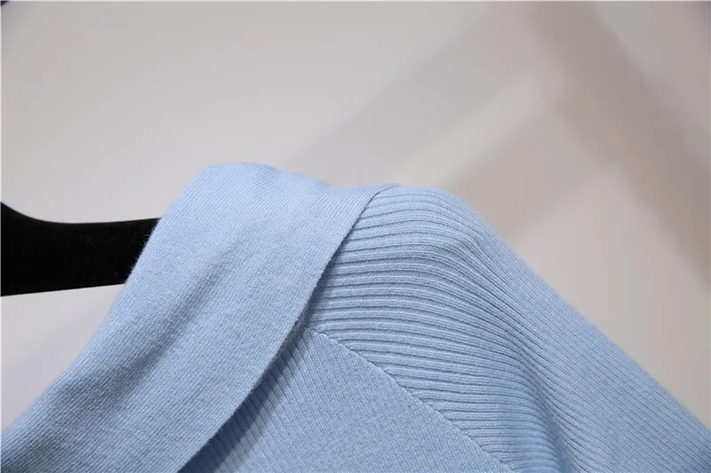 4xl Плюс большой размер свитер женский весна осень зима тонкий гвоздь бисера чистый цвет синий черный свитера женский A5247
