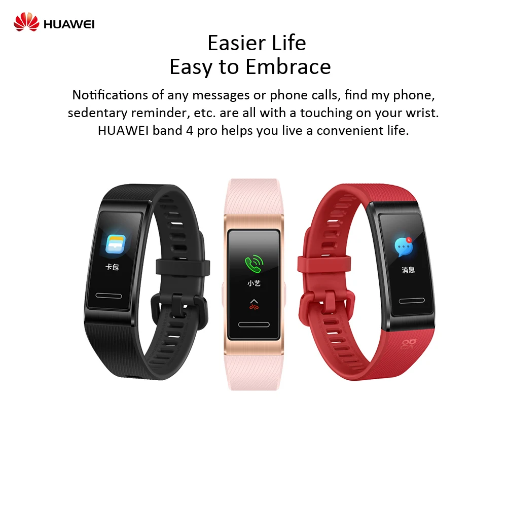 HUAWEI Band 4 Pro gps сенсорный экран Смарт-часы лица Водонепроницаемый BT Спорт фитнес-трекер монитор сердечного ритма браслет