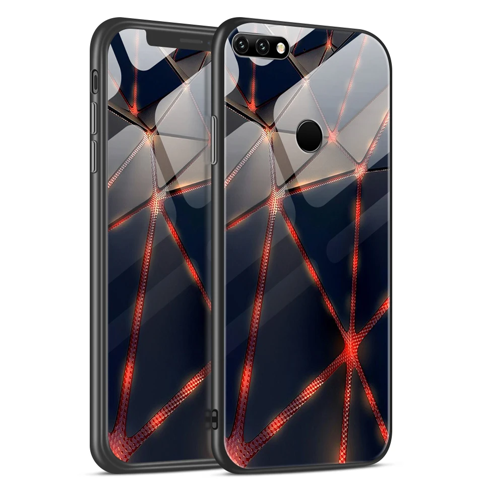 H123 Для huawei Y7 Prime /Enjoy8 Роскошный чехол из закаленного стекла для huawei Enjoy 9/9 S Модный противоударный защитный чехол для телефона - Цвет: H123