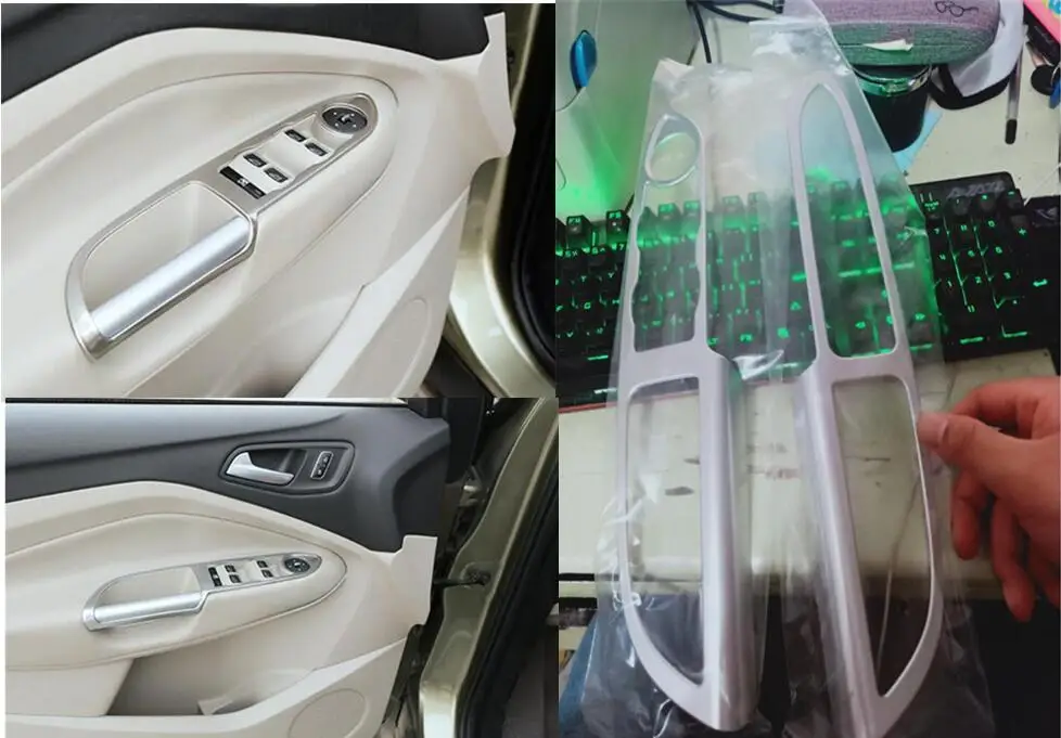 GOZAR Car Tool Chrome Door Stereo Speaker Cover Trim Collar Ring For Ford Escape Kuga 2013 