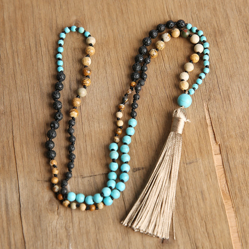 Rttooas Luxury 6/8mm Natural Stone Beaded Necklace Delicate Fashion Female Clothes Accessories Tibetan Jewelry Banquet Gifts | Украшения и