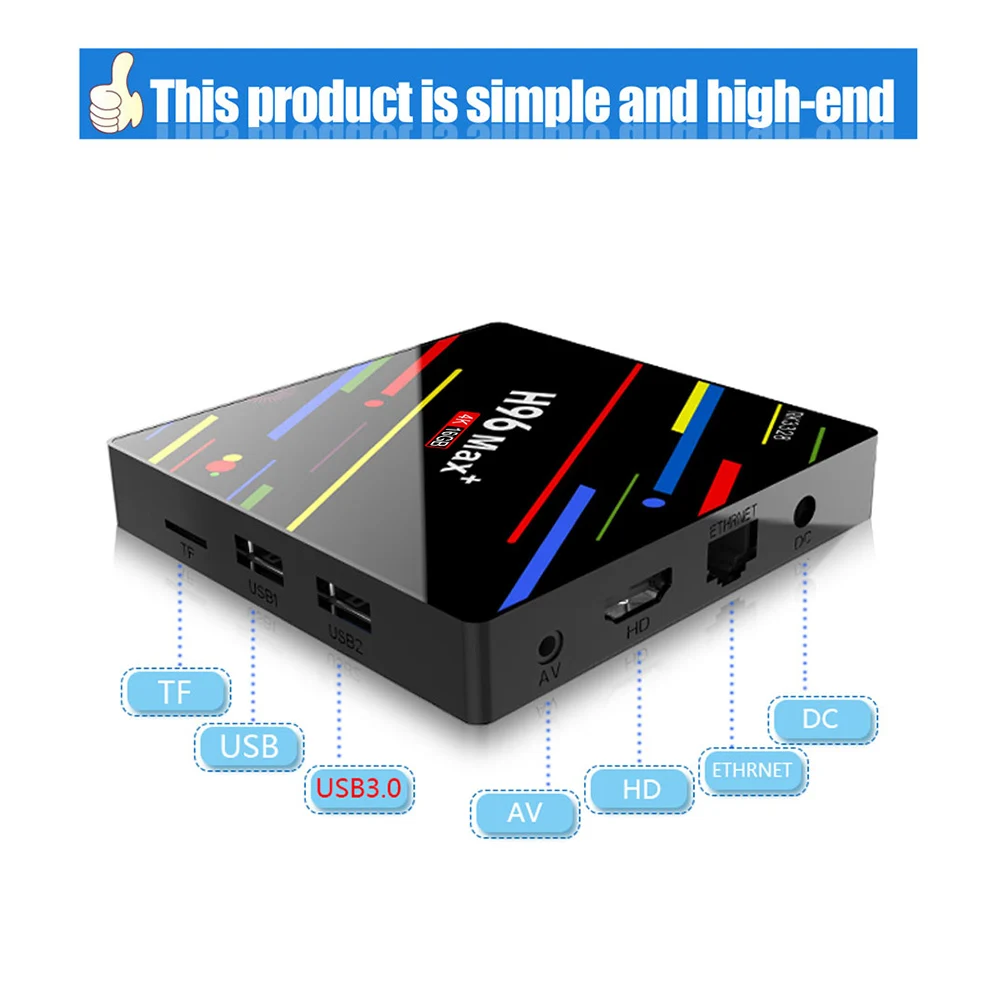 H96 MAX Plus Smart tv Box Android 9,0 tv Box 2 ГБ/4 Гб ram 16 Гб/32 ГБ/64 Гб rom RK3328 4K H.265 USB3.0 2,4G/5,8G WiFi телеприставка