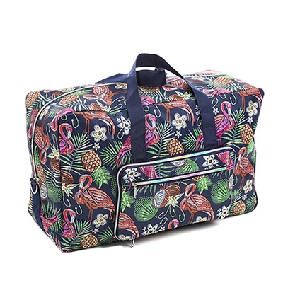 Foldable Travel Bag Women Large Capacity Portable Shoulder Duffle Bag Cartoon Printing Waterproof Weekend Luggage Tote Wholesale - Цвет: Embroide flamingos