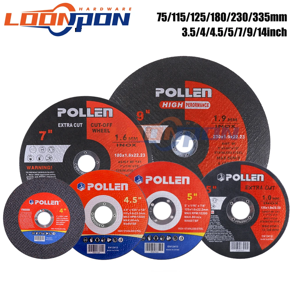 Cutting Disc Abrasive Wheel Grinding Wheel Cutting Blade 75/105/115/125/180/230/335mm Resin Cutting Wheel Disc Cutting Blade Rotary Tool for Angle Grinder Metal