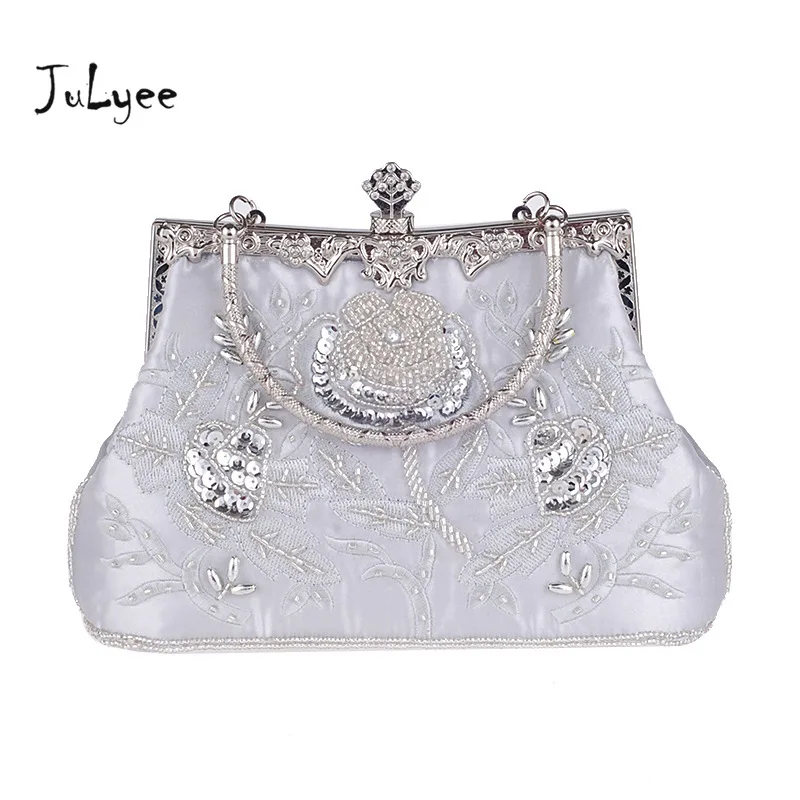 Julyee вышивка алмаз сумки с цветочным дизайном Minaudiere Женская сумочка-клатч вечерние сумки на цепочке бант фурнитура вечерние кошелек Винтаж