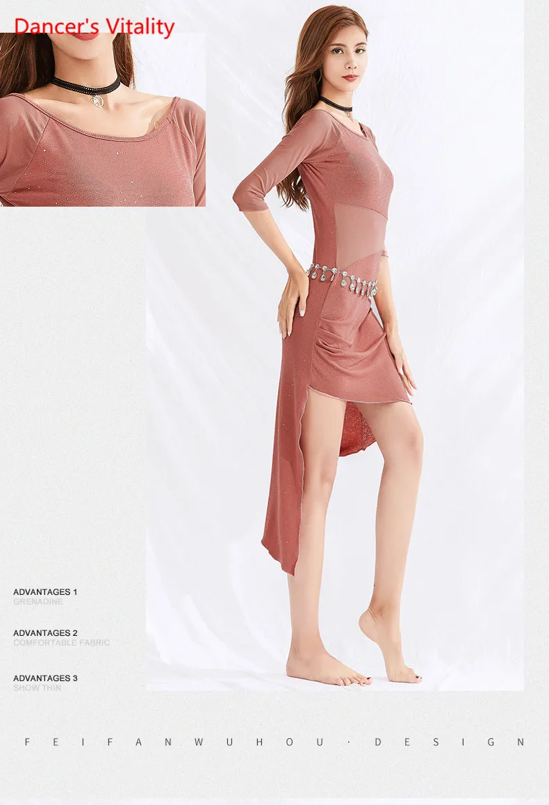 Brick red Костюм для танца живота, одежда для тренировок, женское платье для начинающих, платье для восточных танцев - Цвет: Brick red