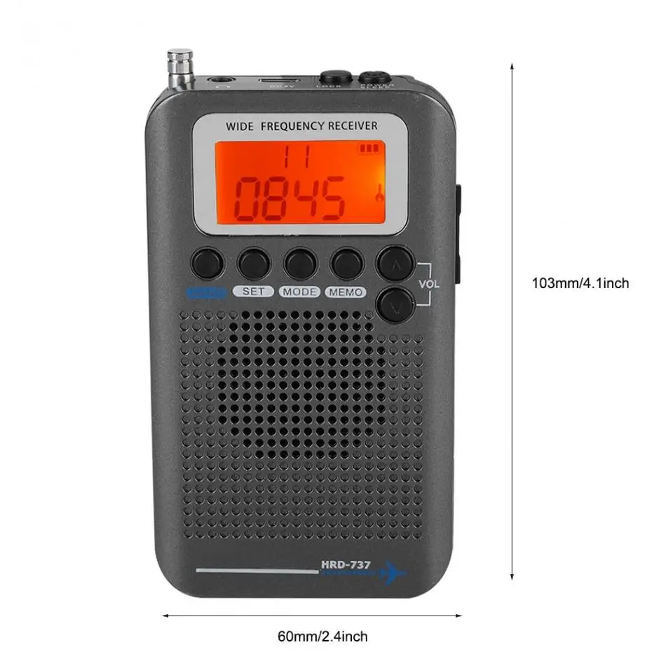 Портативный радиоприемник VHF FM AM SW CB 30 2020 МГц 25 28 223 118 с двойным будильником