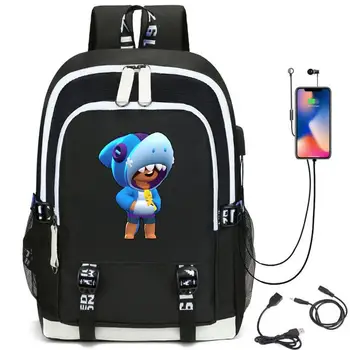 

Hot Game Leon Kids Bag Backpack Usb Charging Schoolbag Student School Bag 3D Print Star Computer Bag 44*30*15 Cm