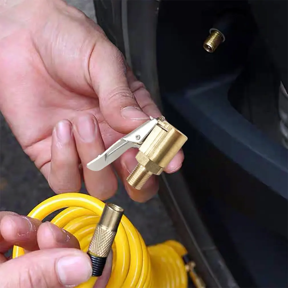 Car Auto Brass 8mm Tyre Wheel Tire Air Chuck Inflator Pump Valve Clip