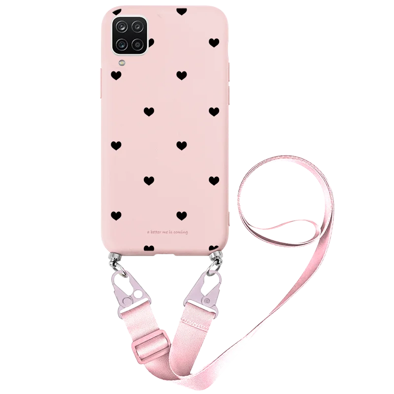 For Samsung Galaxy A12 Case 6.5" Luxury Crossbody Necklace Strap Lanyard Cord Rope Chain TPU For Samsung M12 F 1 2 Bumper Coque samsung silicone cover
