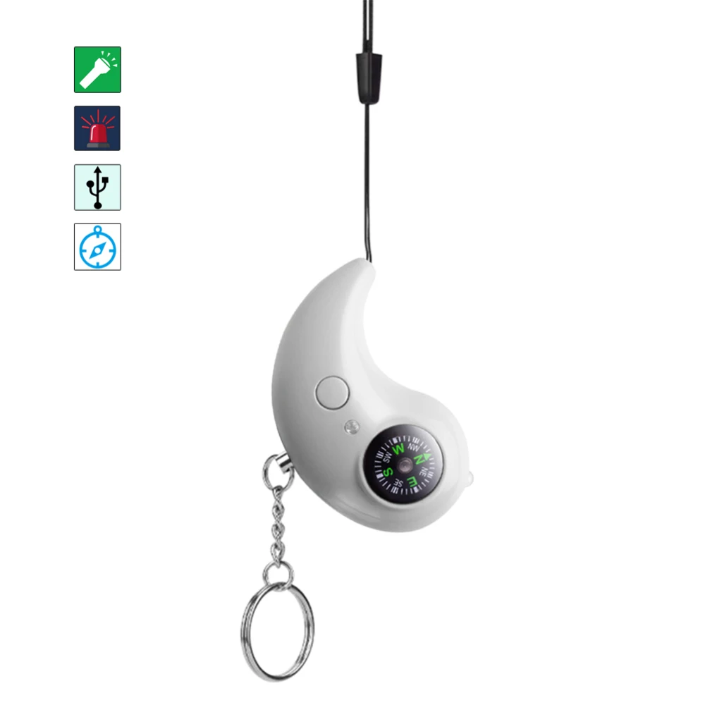 Light Grey 130 дБ Сигнализация для самозащиты персональная сирена Портативный Анти-Атака для девочек женщин детей старшего возраста безопасности громкий голосовой брелок - Цвет: Light Grey