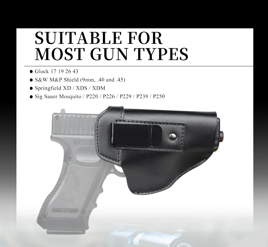 VAPANDA IWB пистолет кобура Сплит кожа скрытый пистолет кобура для Glock 17 19 22 23 31 32 S& W SD9 Sig Sauer P226 P229 P250