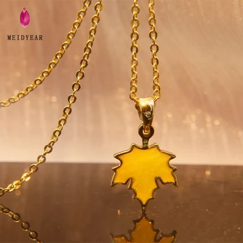 MEIDYEAR New Maple Leaf Necklace 18K Gold Ladies Niche Original Design Fashion Trend High Quality Jewelry