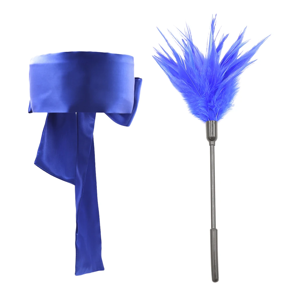 Satin Blindfold Eye Mask Feather Tickler Whip Naughty Party Game Adults Toys 