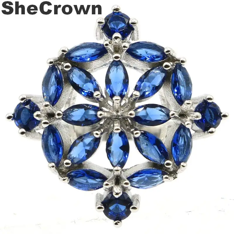 29x29 мм 7,5# SheCrown дизайн создан Танзанит подарок для девочек серебряное кольцо