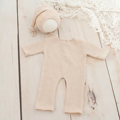 Romper and Hat Реквизит для фотосессии новорожденных, комбинезон+ шапка, Детский комплект для новорожденных, бини, реквизит для фотосессии, аксессуары для новорожденного, Детские аксессуары для мальчика - Цвет: Romper and Hat
